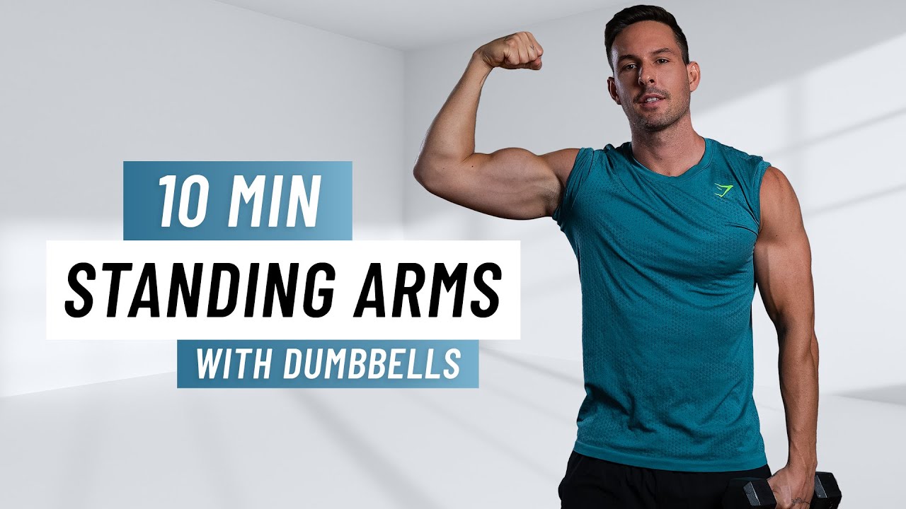 12 MIN STANDING ARM WORKOUT - With Dumbbells - Biceps, Triceps and Shoulders (No Pushups)
