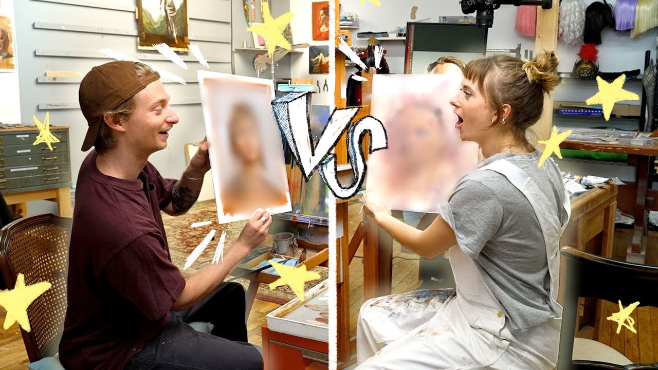 two artists paint each others portraits ft. SLEW