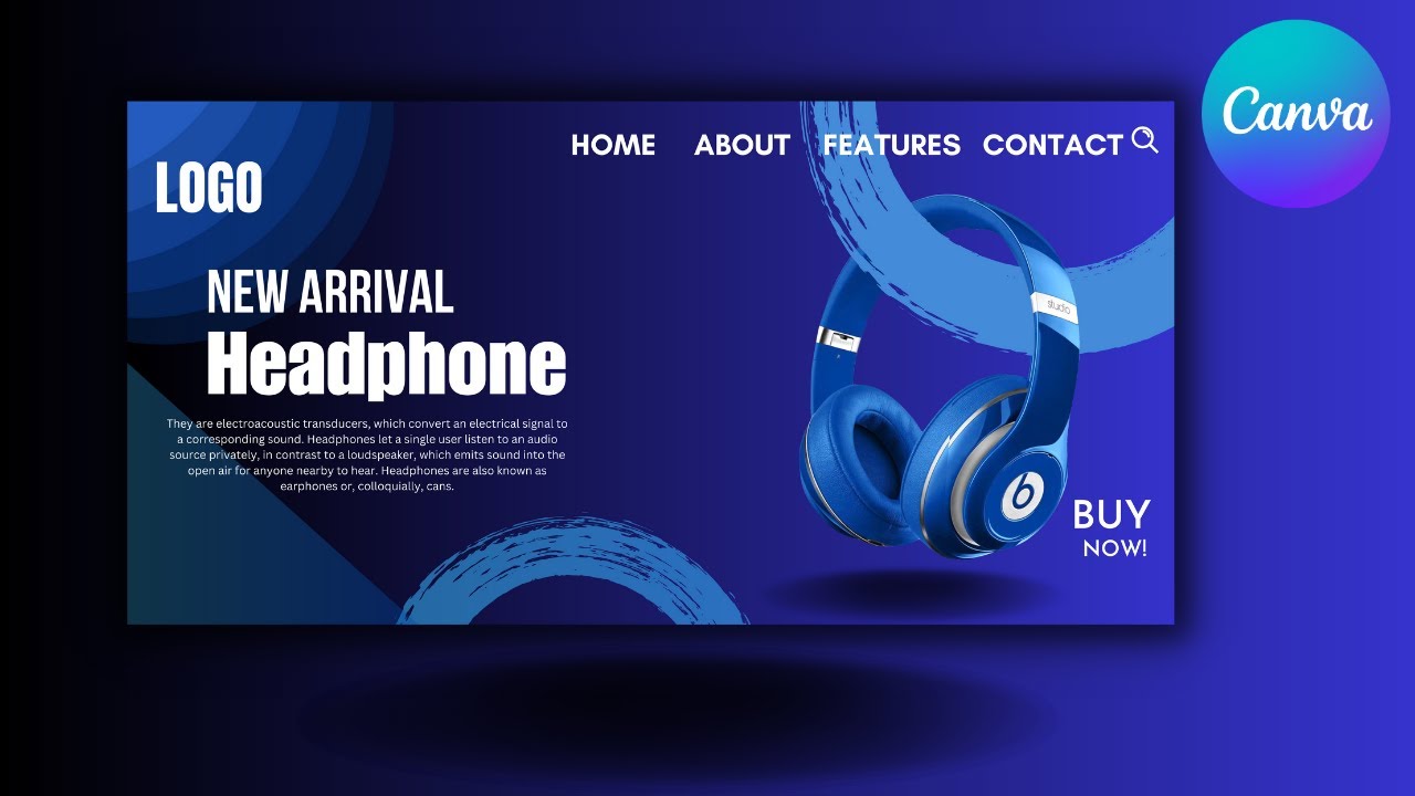 How to design Headphone Website Header Banner in canva | canva tutorial | FSA Creator21