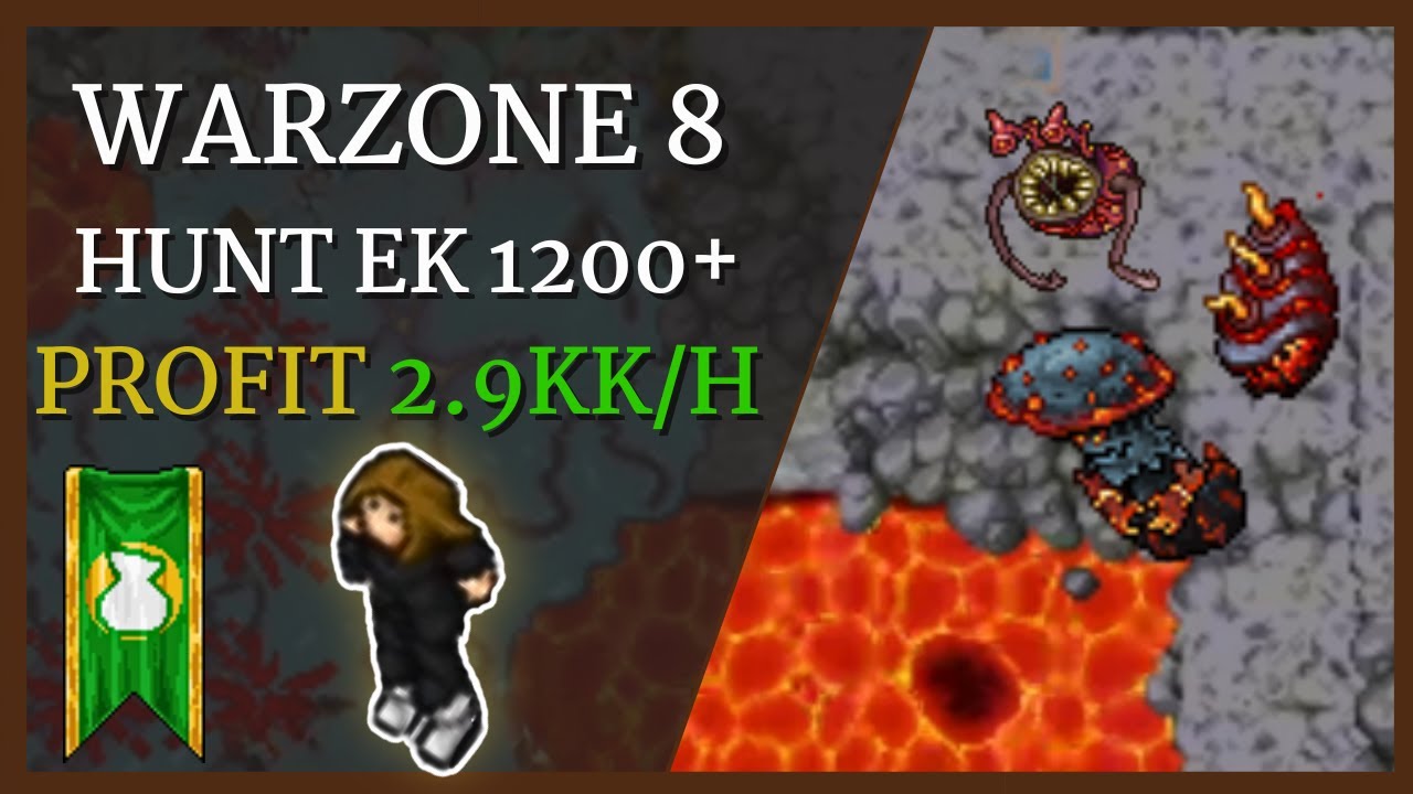 Tibia Hunt Warzone 8 | EK 1200+ | 2.9KK/H PROFIT
