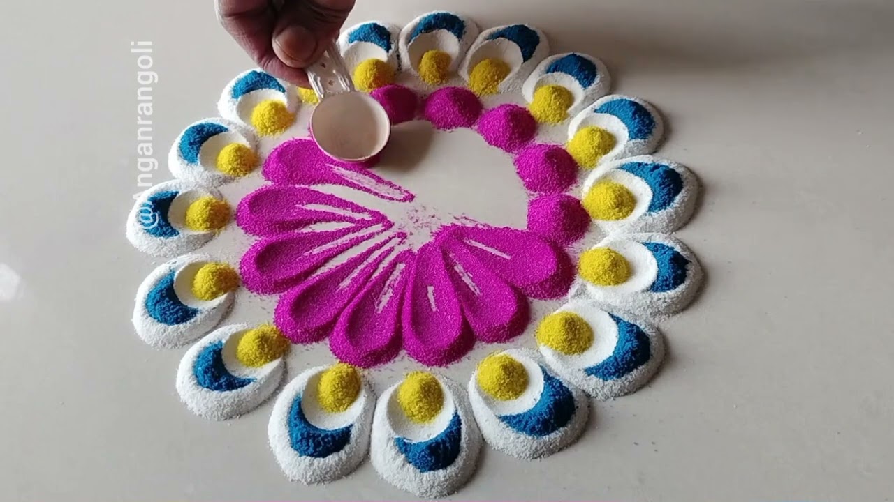 Easy Rangoli Designs 🌈#rekharangoli#rangoli #art #viral #viralvideo #video #viral 