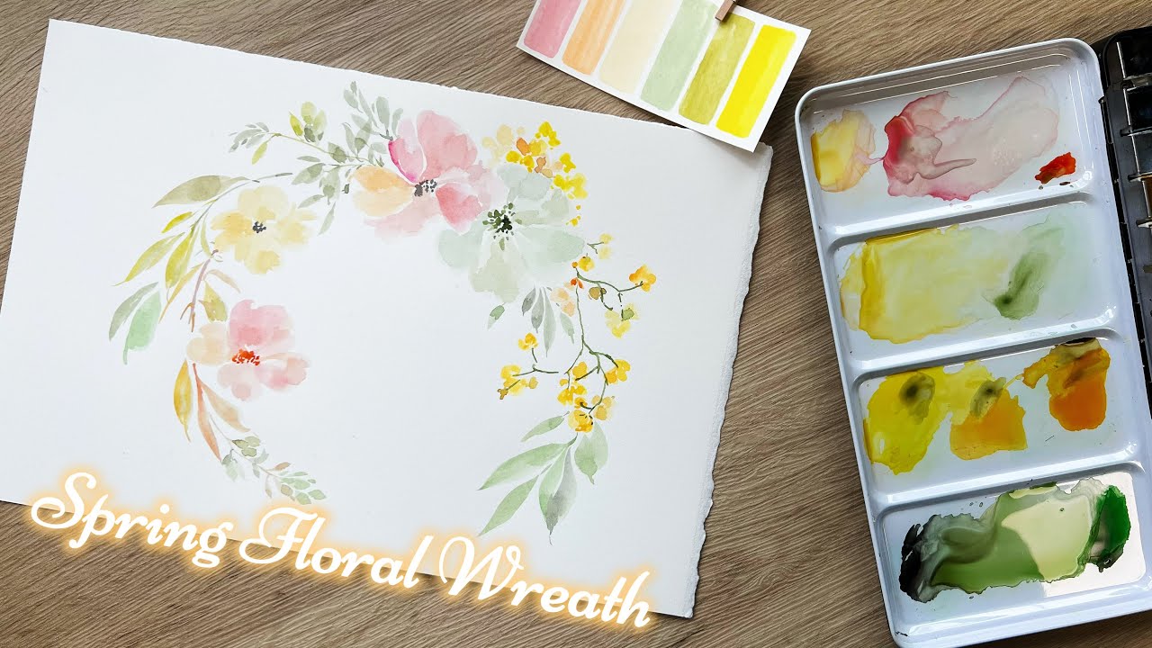 Watercolor Spring Floral Wreath | Step-by-Step for Beginners