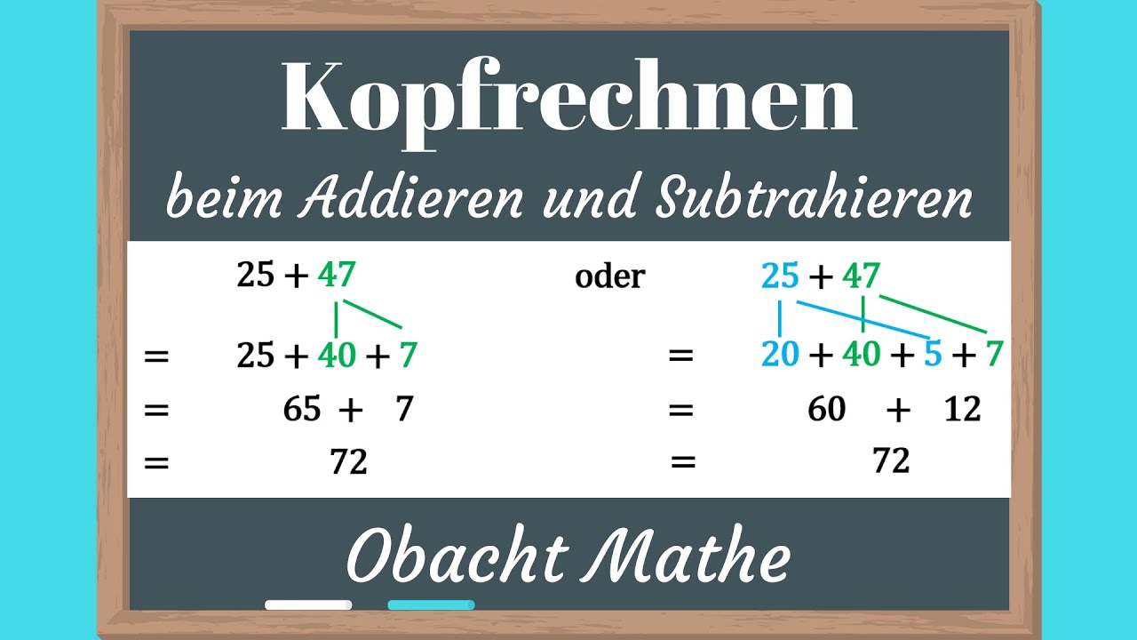 ganz leicht KOPFRECHNEN: beim Addieren und Subtrahieren | ganz einfach erklärt | ObachtMathe