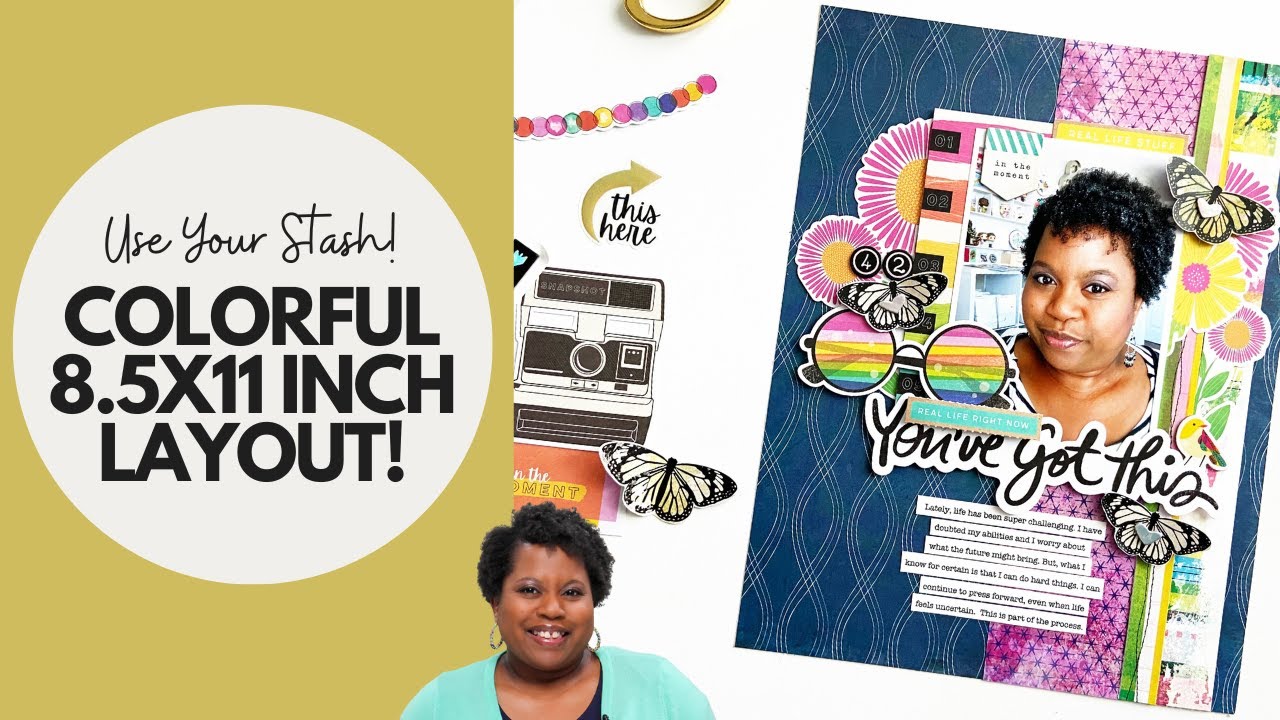 Quick and Colorful 8.5x11 Inch Scrapbook Layout Using My Stash!