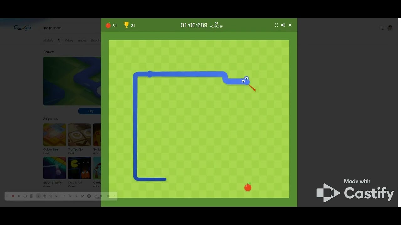 Google Snake - 50 Apples PB Run - (February 7, 2026)