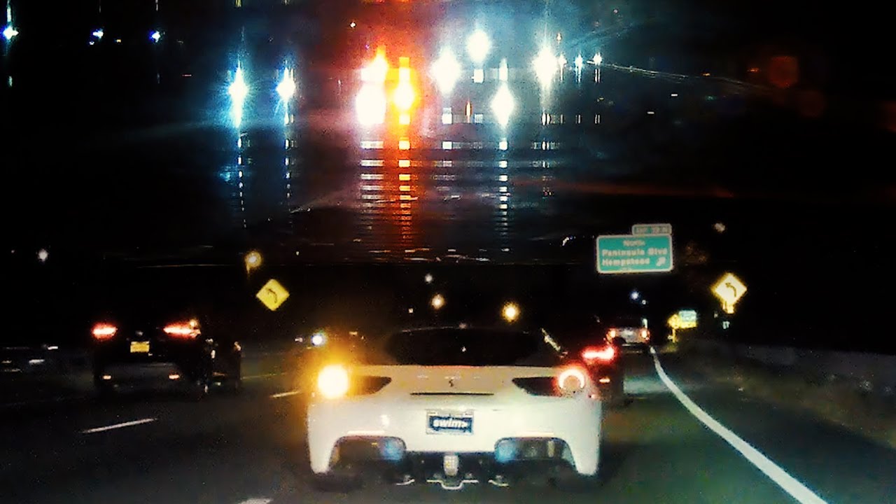 Ferrari & Porsche run from a cop