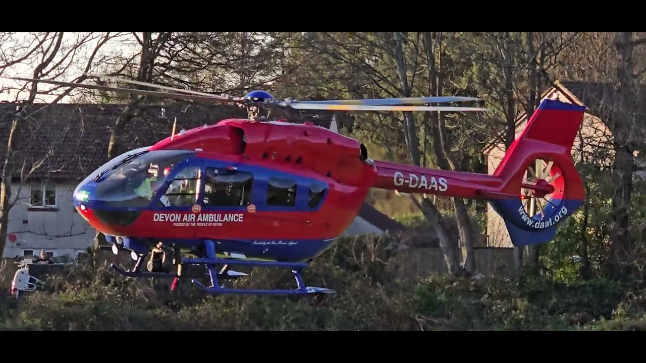 Devon Air Ambulance G-DAAS (HLE70) Taking Off From Glen Road, Plympton 31/12/25
