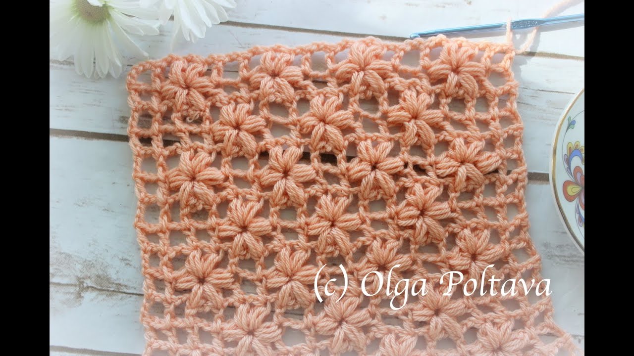 How to Crochet Puffy Flowers Stitch for Scarf or Shawl, Crochet Video Tutorial