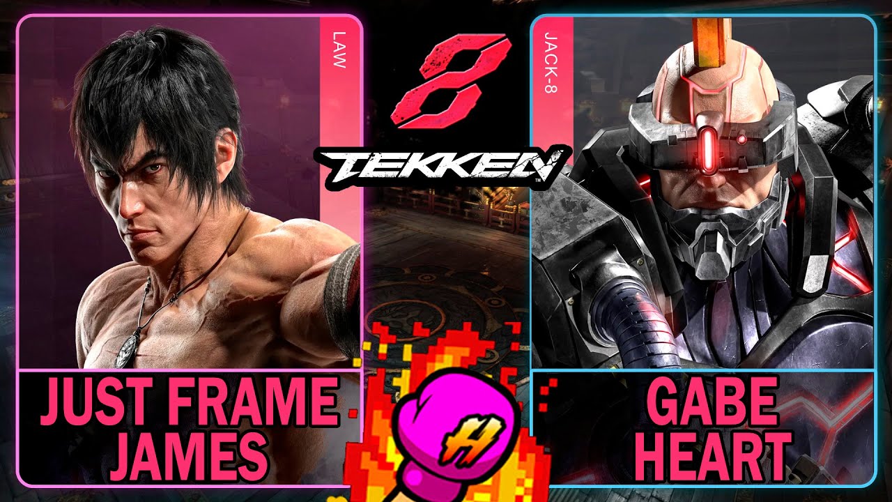Tekken 8 Just Frame James (LAW) VS Gabe Heart (JACK-8)🥊 鉄拳8🥊4K 60ᶠᵖˢ🥊T8🥊TK8 #tekken