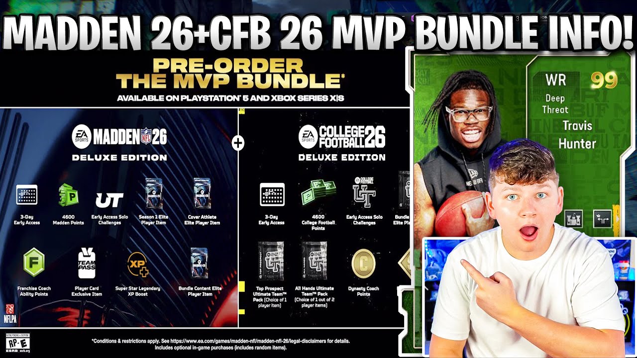 MADDEN 26+CFB 26 MVP BUNDLE PRE ORDER INFO! 99 TRAVIS HUNTER!