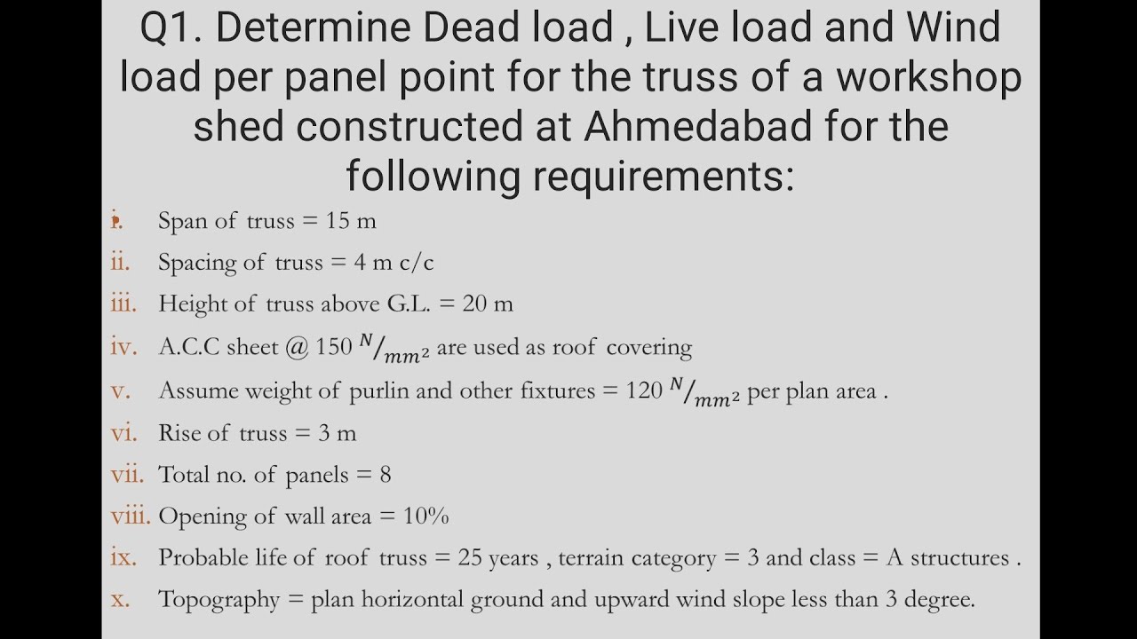 Industrial Building || Lecture-3 || DSS || Example 1 || To Calculate DL, LL and WL per Panel Point