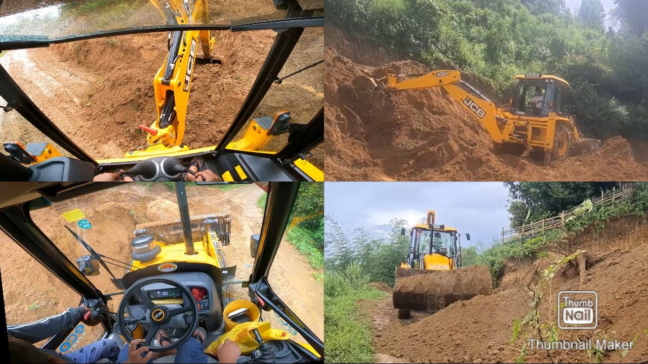 jcb 3dx super digging foundation for construct house on the roadside