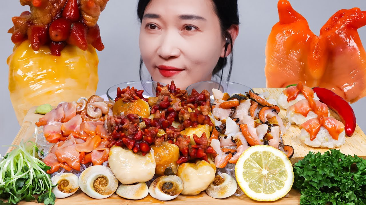 СЫРЫЕ МОРЕПРОДУКТЫ (РАКУШКА КОВЧЕГА, ТУРБО ГОРНИЦА, МОРСКАЯ БРЫЗГА) АСМР МУКБАНГ EATING SOUNDS