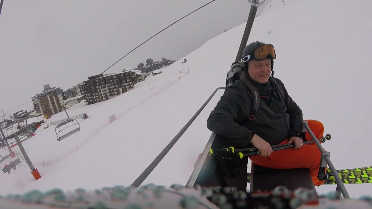 Day 2 Tignes 2024 - Val Claret - Taking the Bollin Ski lift up and skiing down the Bollin Green run