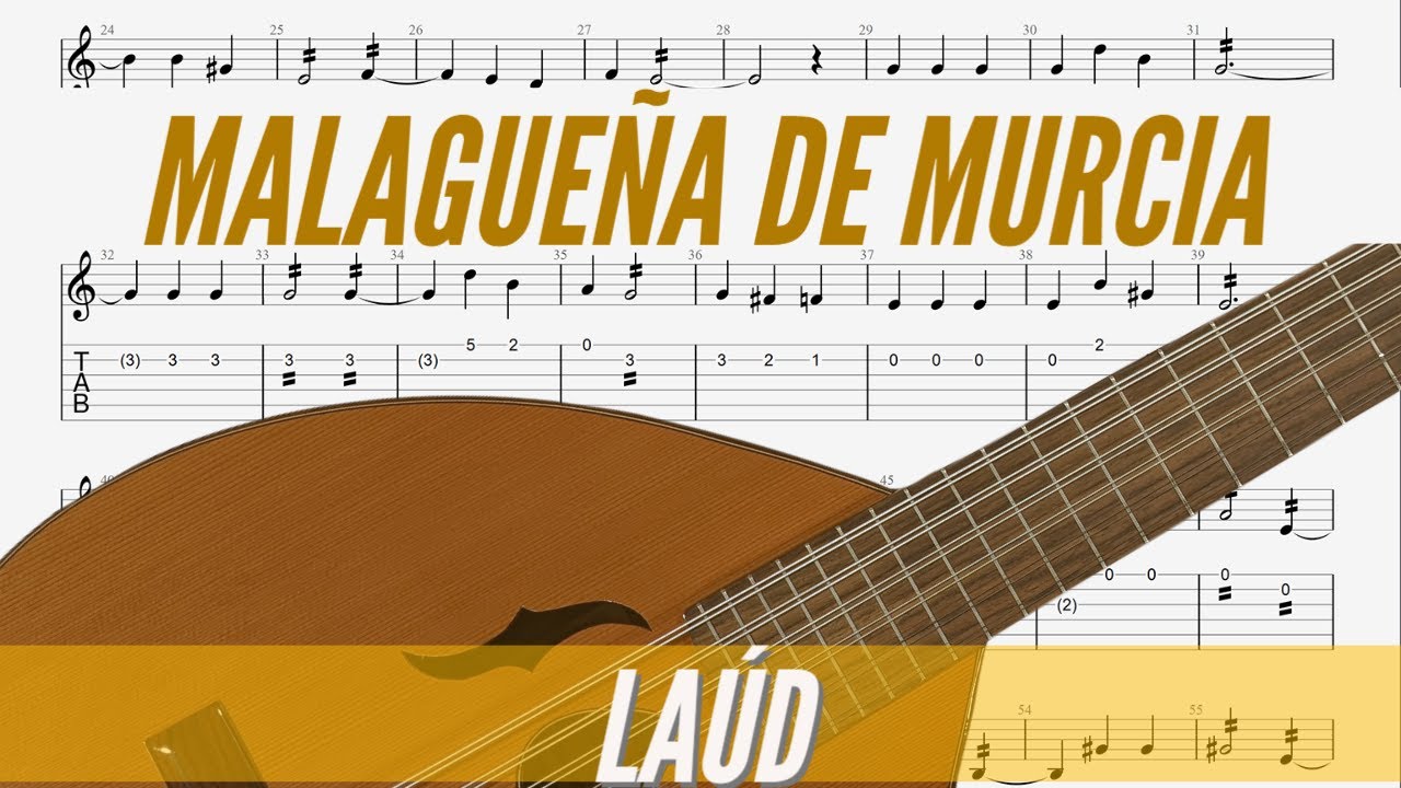 Malagueña de Murcia o de la Huerta. Popular murciana. Tutorial laúd y bandurria partitura cifrada.