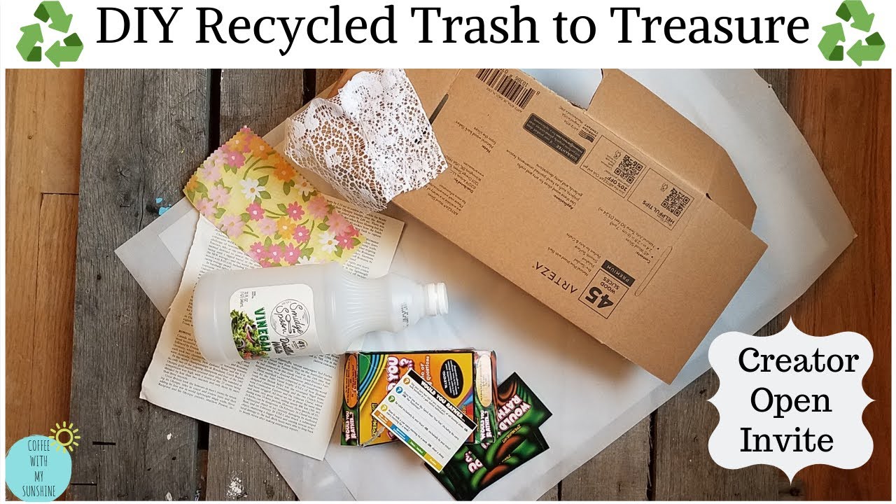 DIY RECYCLE TRASH TO TREASURE  | CREATOR OPEN INVITE | GIFT WRAP SHABBY CHIC PAPER FLOWER | PLASTIC