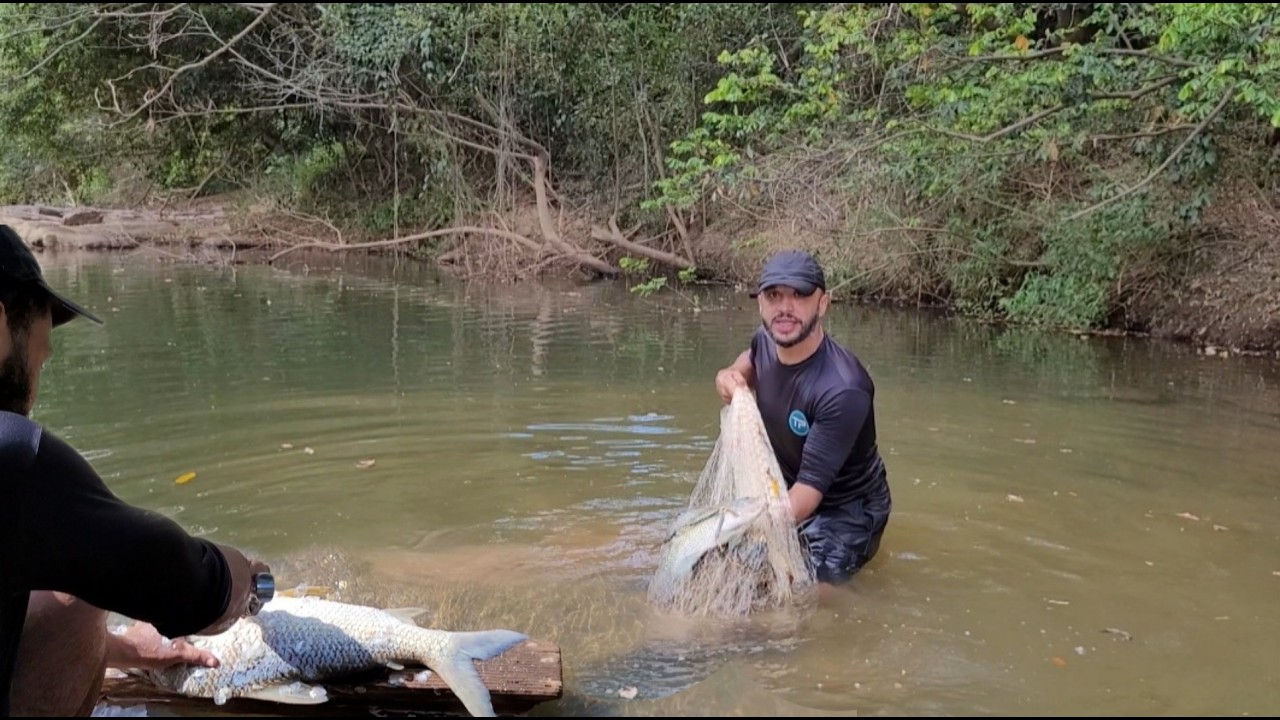 Pensa na loucura acertar um peixe desse... Descobrimos um paraíso #peixeassado🔥