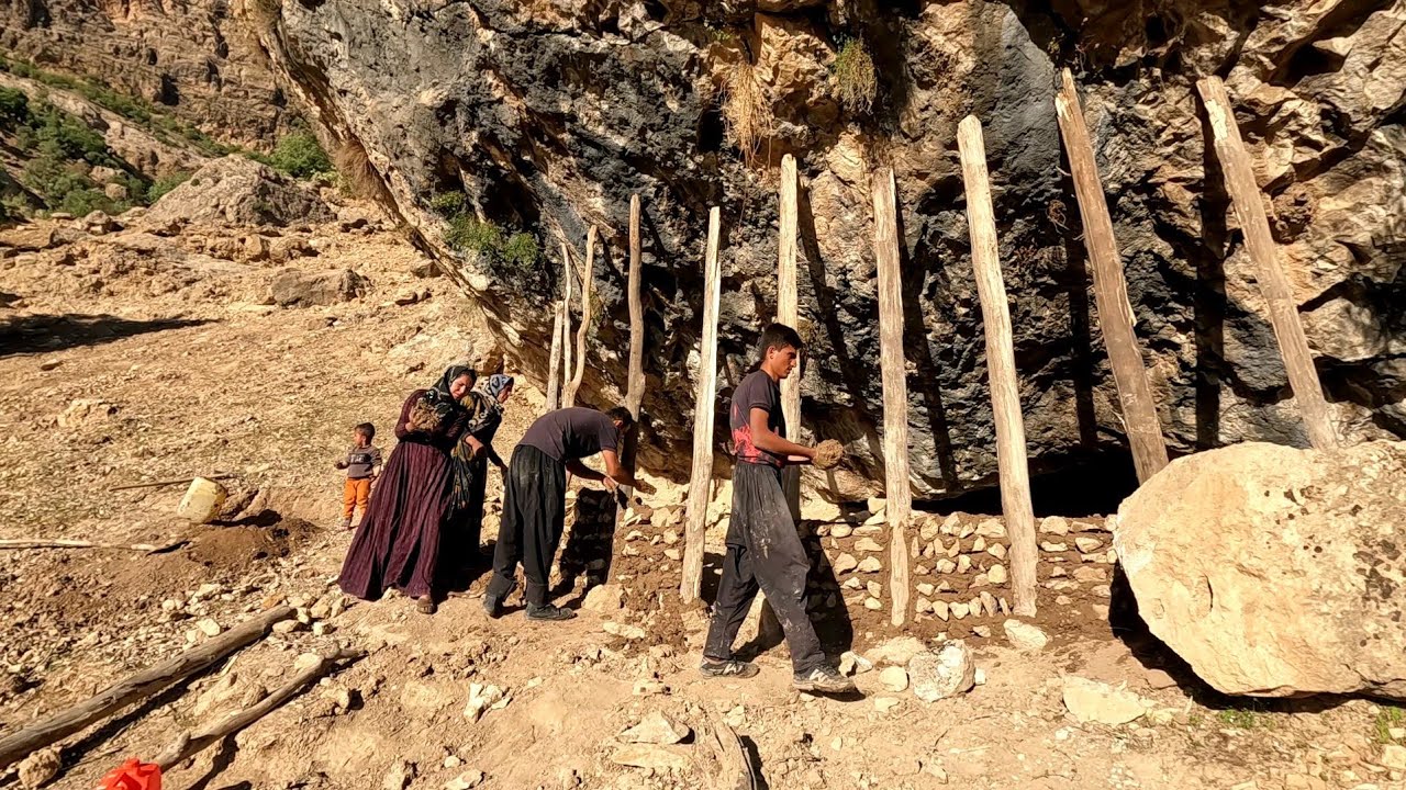 Building a nomadic shelter by Iranian nomads in the mountains | part 2