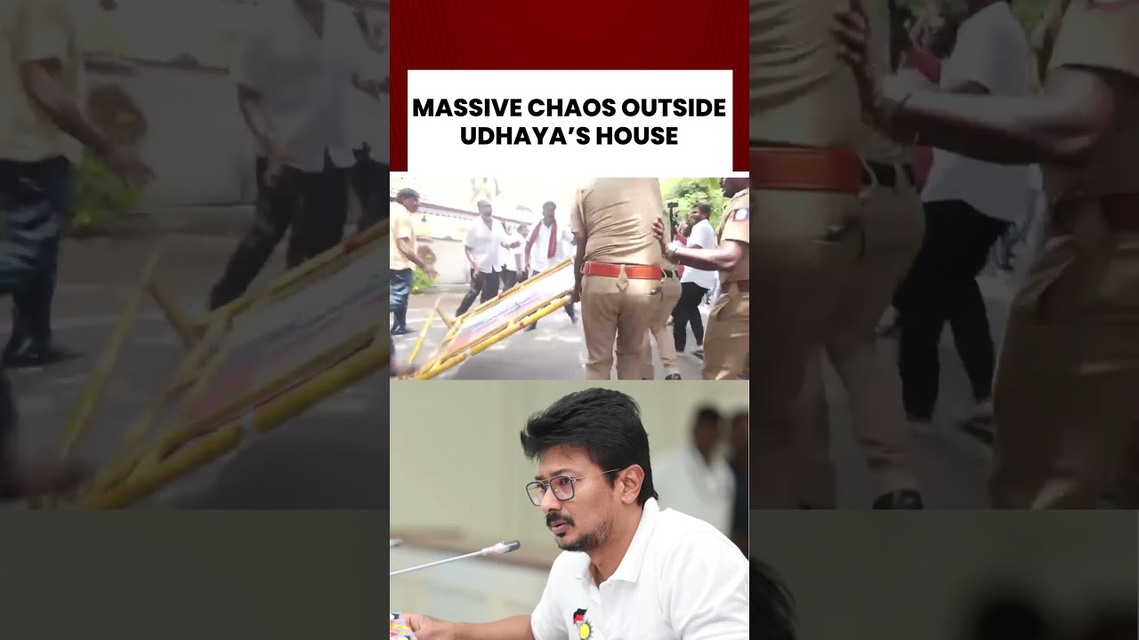 Chennai Protesters Stop Police Car Amid Udhayanidhi Arrest Row Over Trisha Remark #udhayanidhi