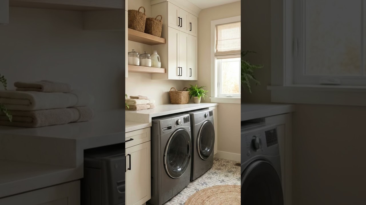 Neutral Laundry Room Aesthetic Organization Inspo 