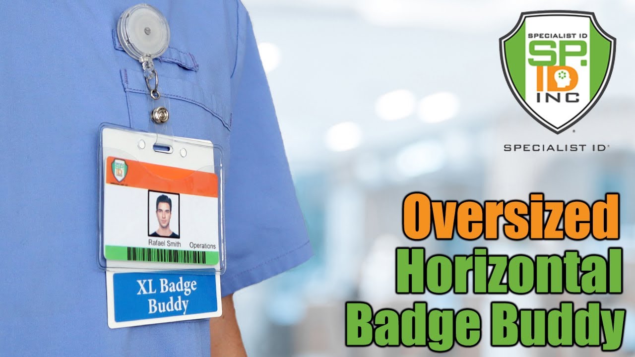 Extra Long Badge Buddy for Healthcare Professionals - Horizontal Oversized ID Badge Backer
