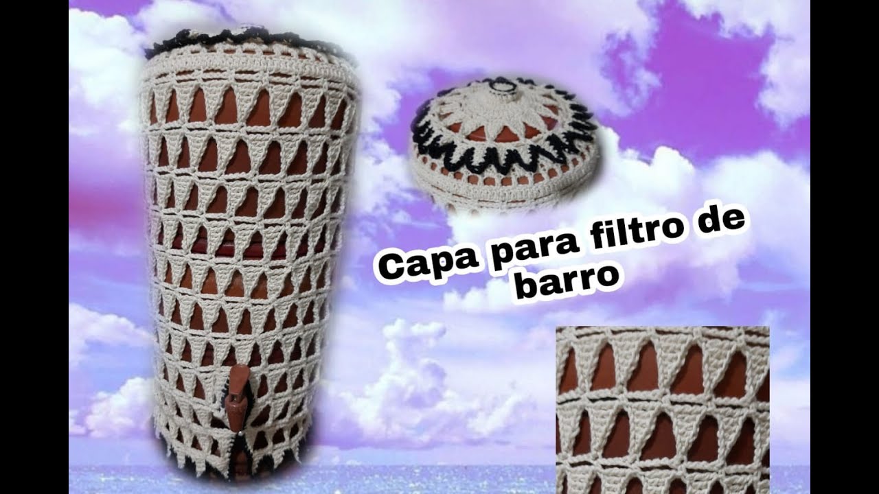 Capa com tampa para filtro de barro em croche (barbante 4)