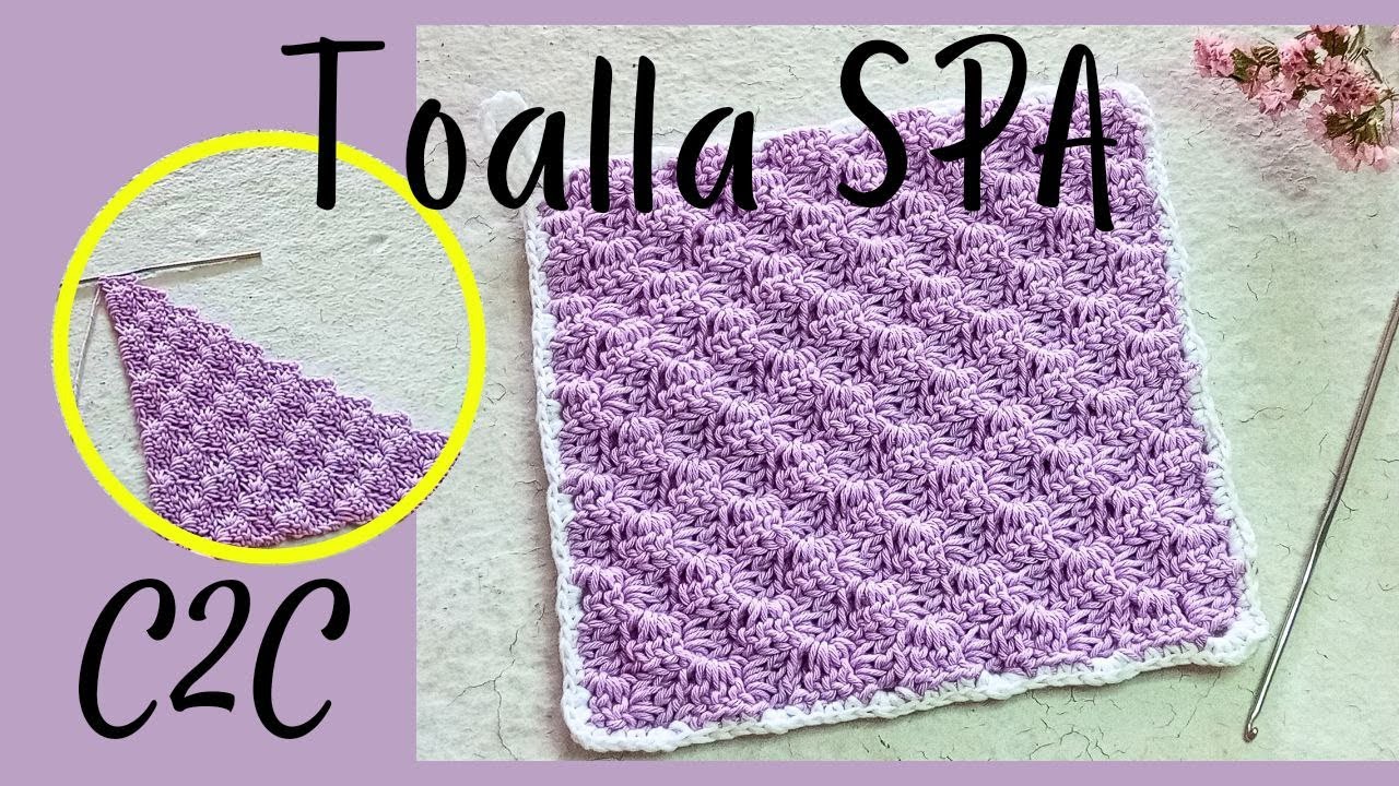 Es FACIL! de ESQUINA A ESQUINA / Como TEJER TOALLA facial SPA con técnica C2C a CROCHET