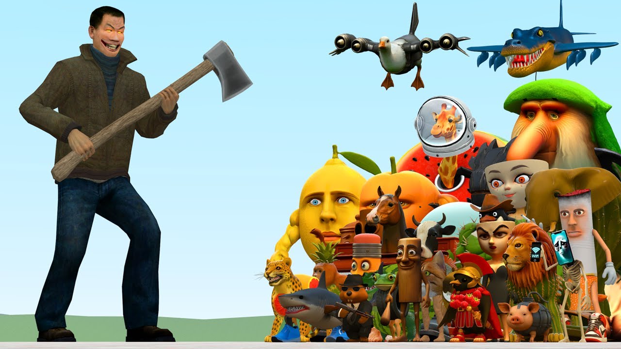 Lin Gang Melon Mecha Axeman Vs All Italian AI Brainrot Memes In Garry's Mod