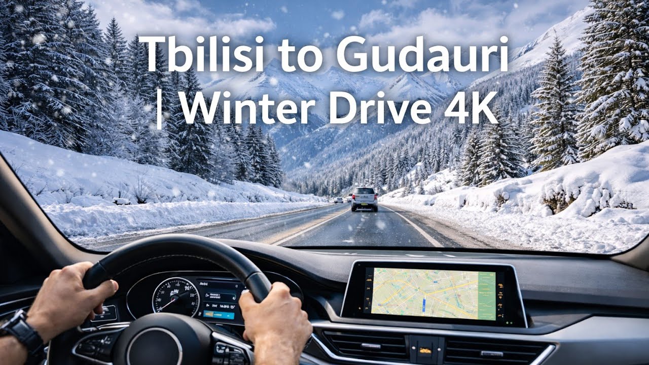 Epic Winter Road Trip 🇬🇪 Tbilisi to Gudauri | Snowy Mountains, Frozen Lakes & Breathtaking Views!