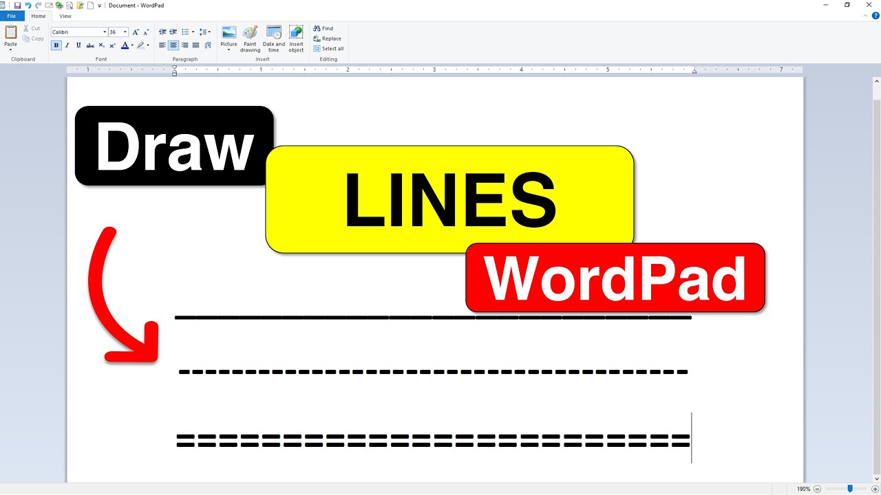How to draw a Line in WordPad