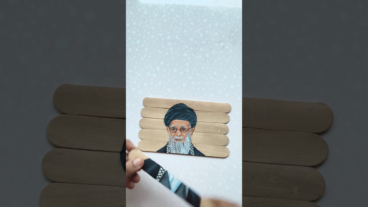 Ayatollah ali khamenei 😭🥺 painting on stick 😱 #shorts #art #drawing #ayatollah #khamenei #death #rip