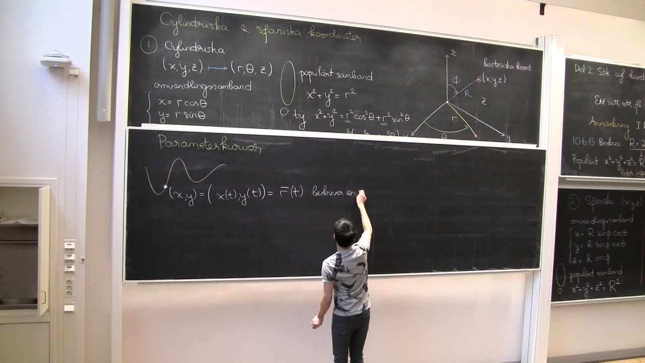 Ö1(2) Cylindriska koordinater, sfäriska koordinater och parameterkurvor