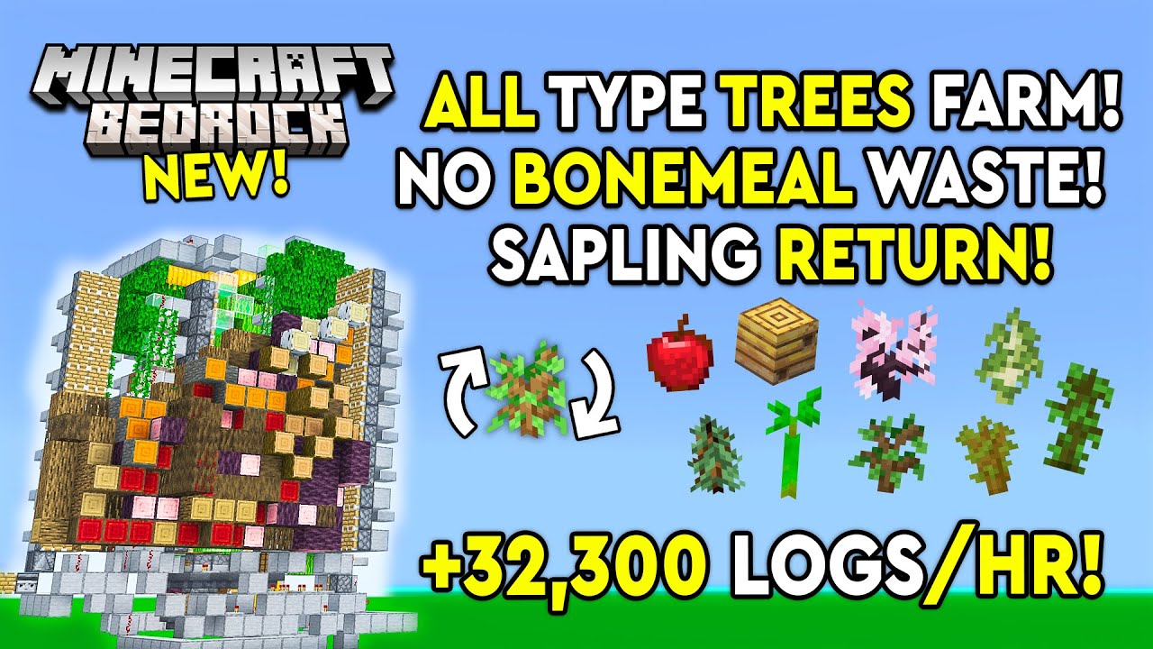 Лучшая ферма всех деревьев Minecraft Учебник по Bedrock - 28,830/HR! - MCPE/Xbox/PS/Switch/PC