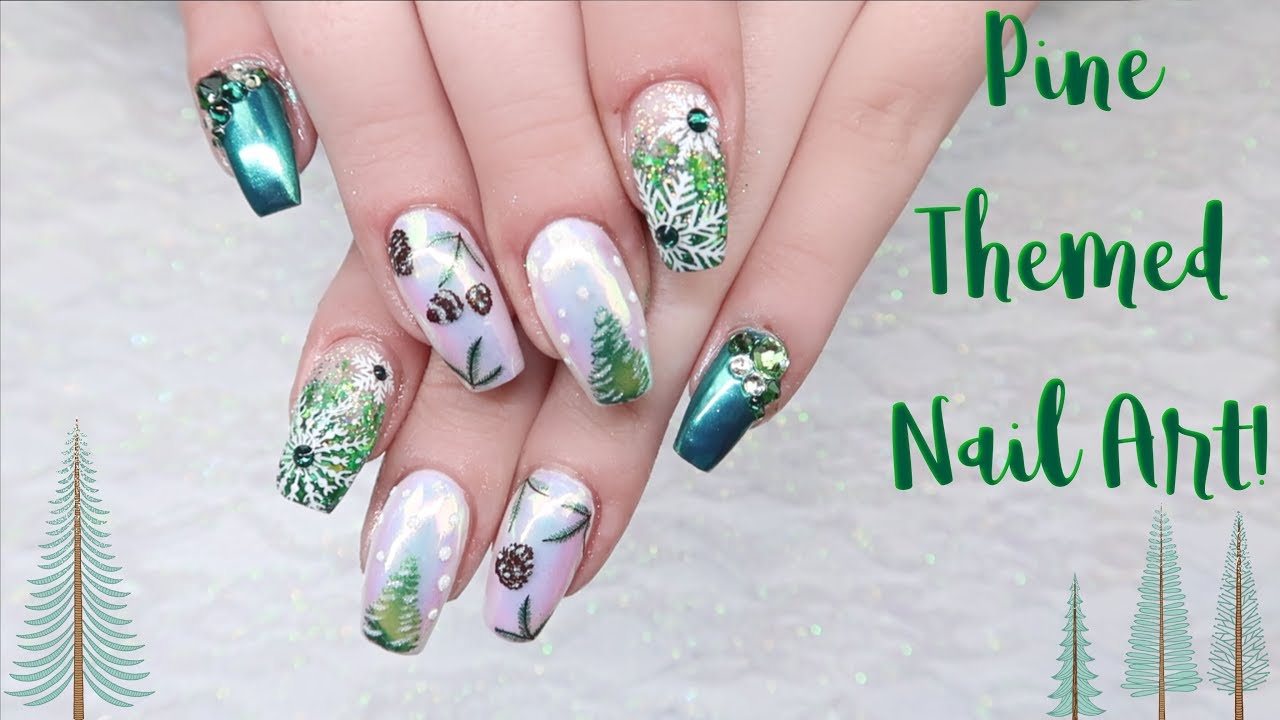 Pine Themed Nail Art | (Collab With Sarah's Nail Secrets)