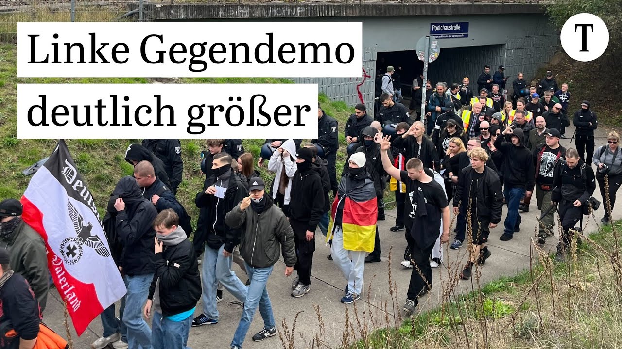 Neonazis ziehen durch Marzahn-Hellersdorf - linke Gegendemo | Berlin, #b1910, Nazis raus-Rufe