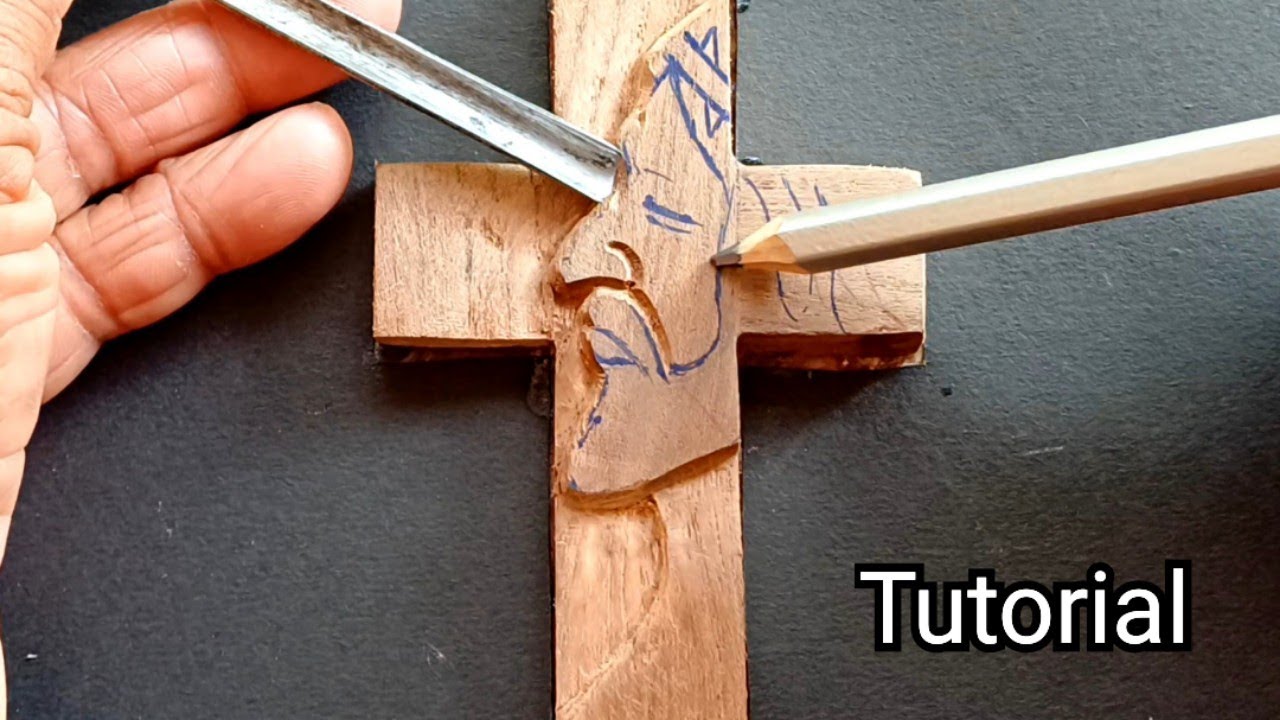 Jesus and Cross carving Teak wood