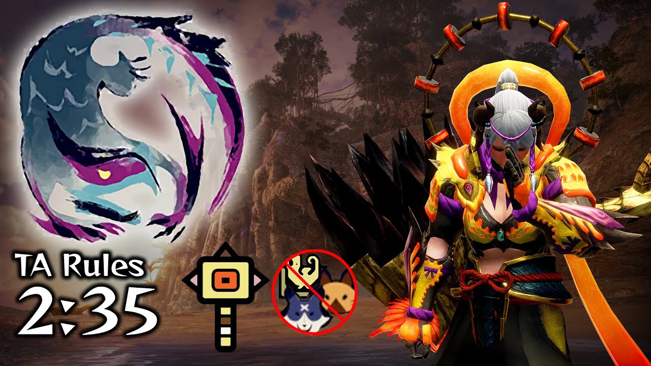 MHR Sunbreak: MR3 Nargacuga Vs. Courage Elemental Hammer 2:35 TA Wiki Rules - ナルガクルガ ハンマー