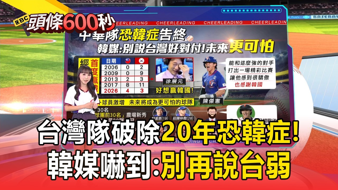 台灣破除20年「恐韓症」嚇到韓媒體！今晚WBC「幫韓國加油」前進邁阿密【頭條600秒】