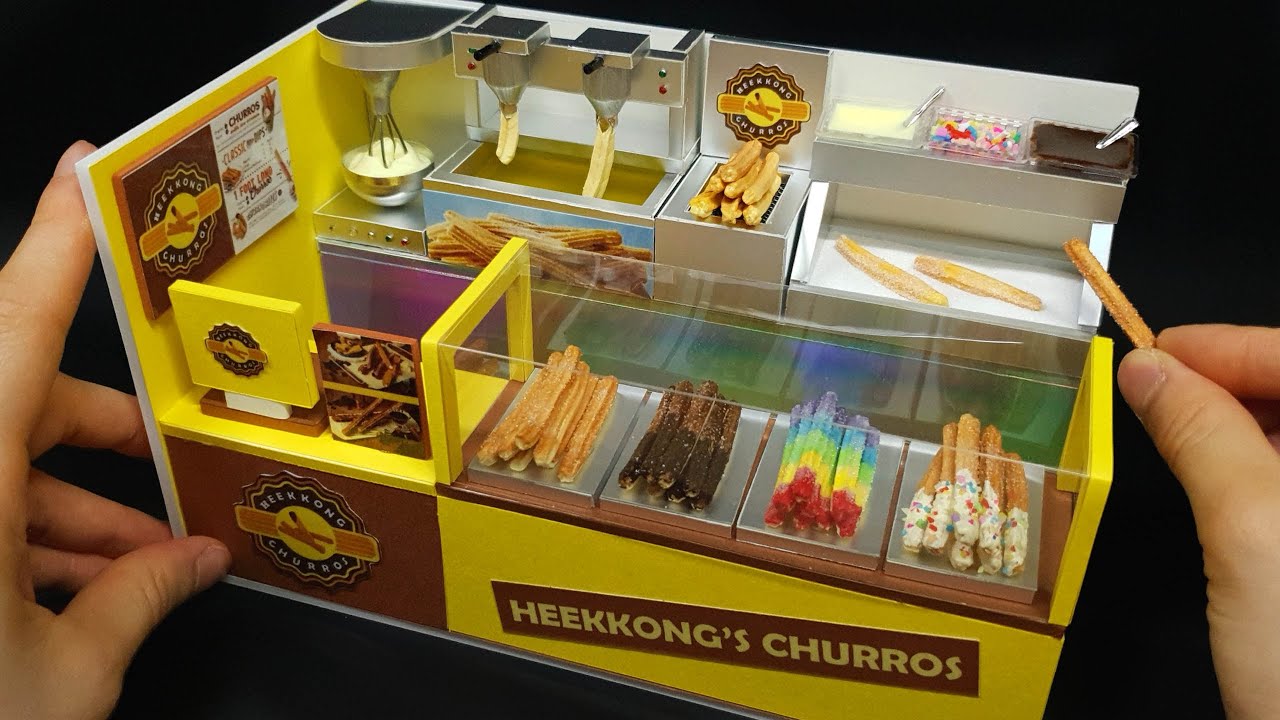 DIY Miniature Realistic shop -  Churros shop decor ! Churros , Dough hook , Fryer ~