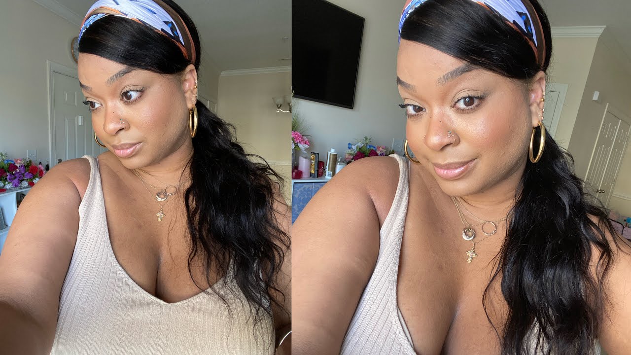 ALI JULIA HAIR | How I style my bodywave headband wig | Ponytail with side swoop bang!