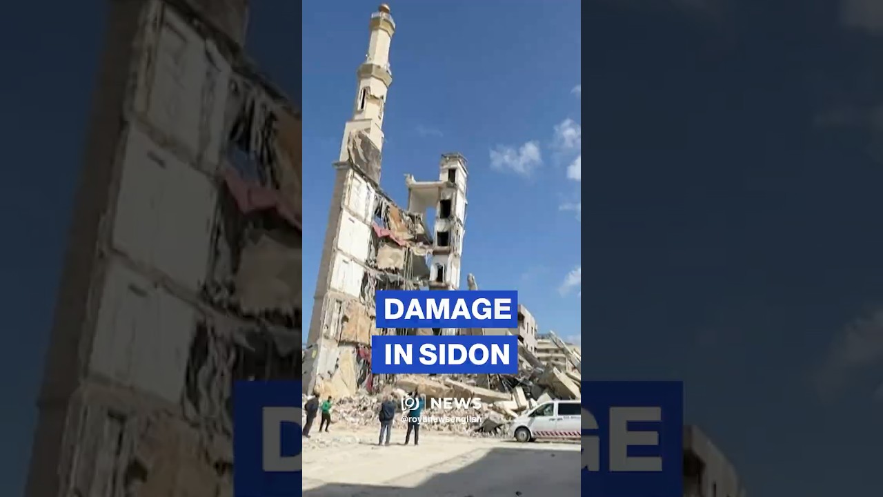 Residents inspect damage after strike on religious complex in Sidon
