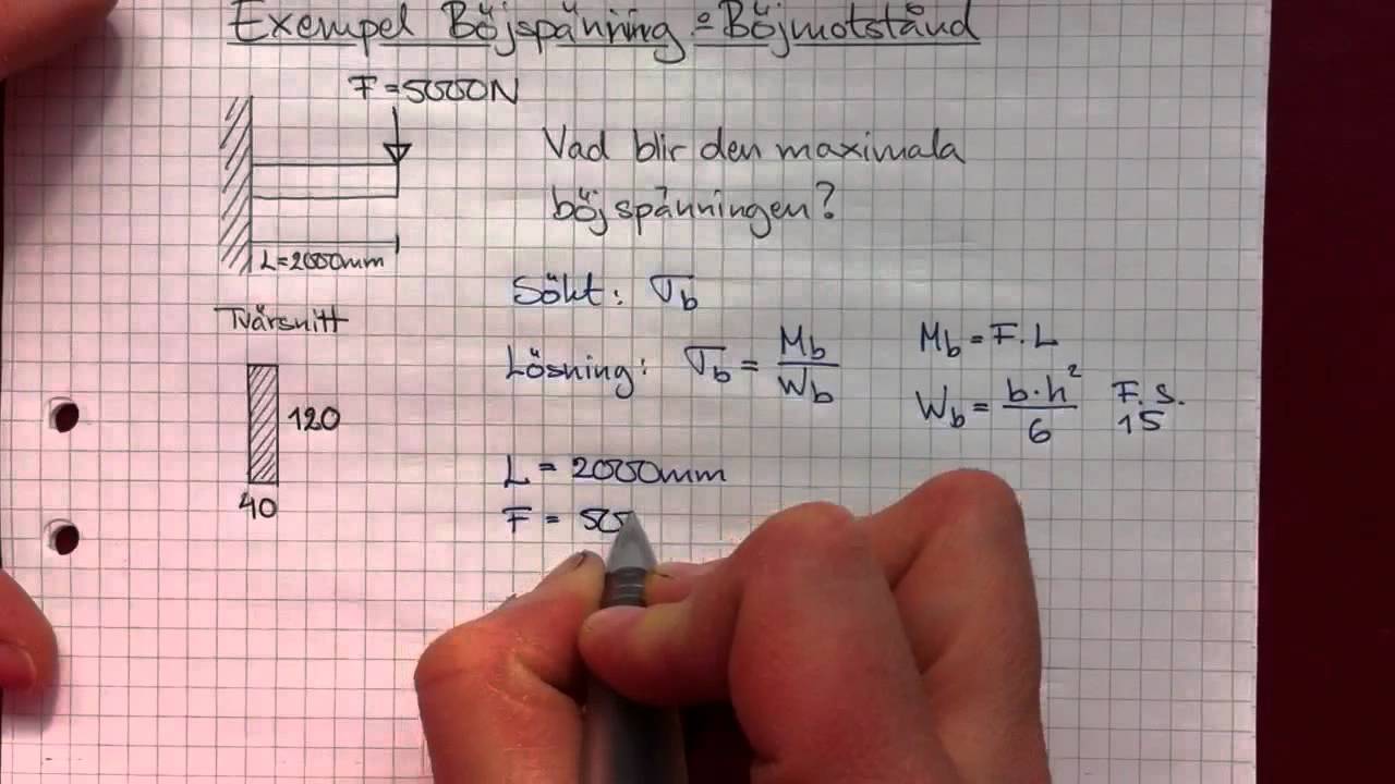 Räkneexempel Böjspänning