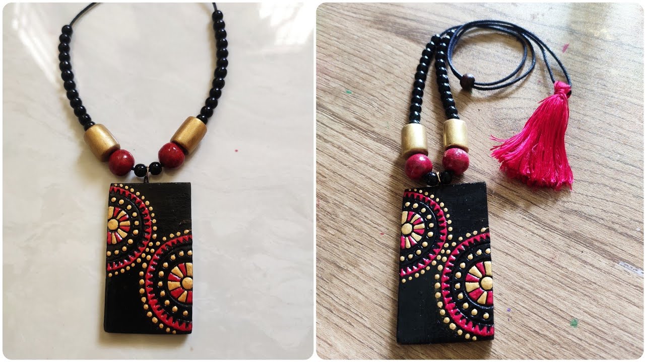 How to make terracotta jewelry - dailywear necklace (rectangular pendant)