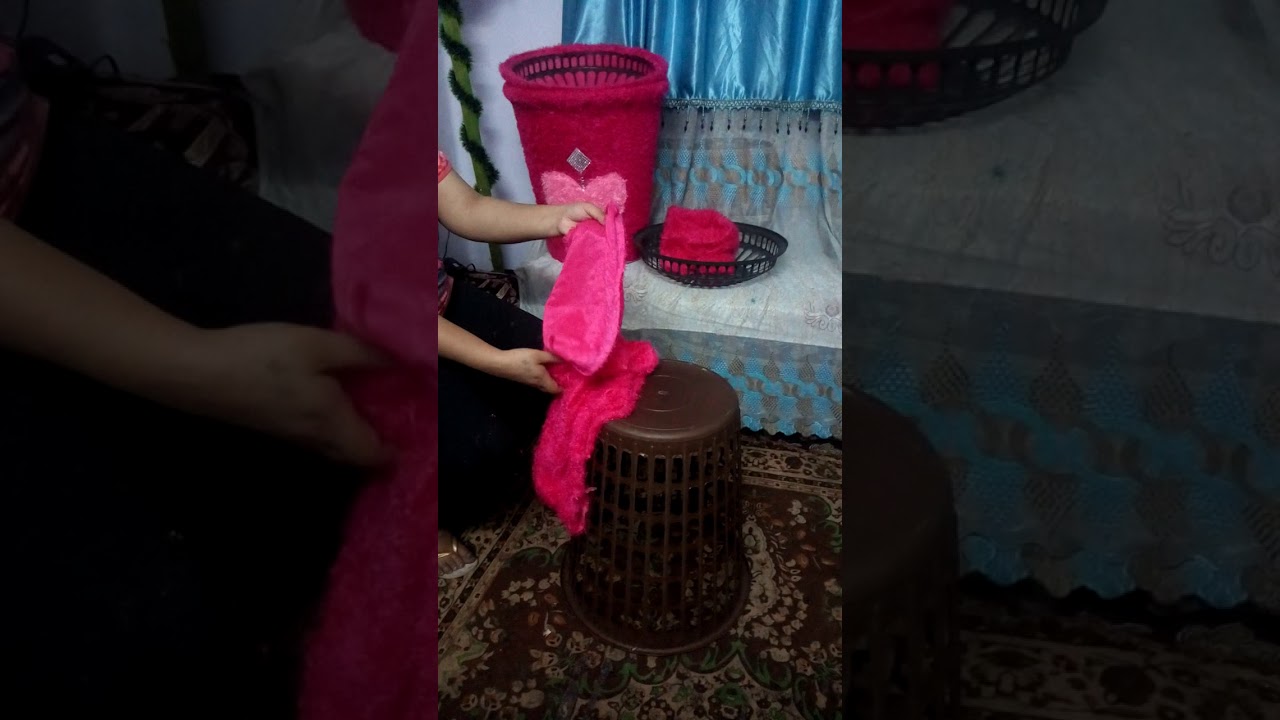 مشروع مربح جدا جدا لطريقة عمل سبت الغسيل بالفرو  ممكن يتنفذ بسهولا فى البيت