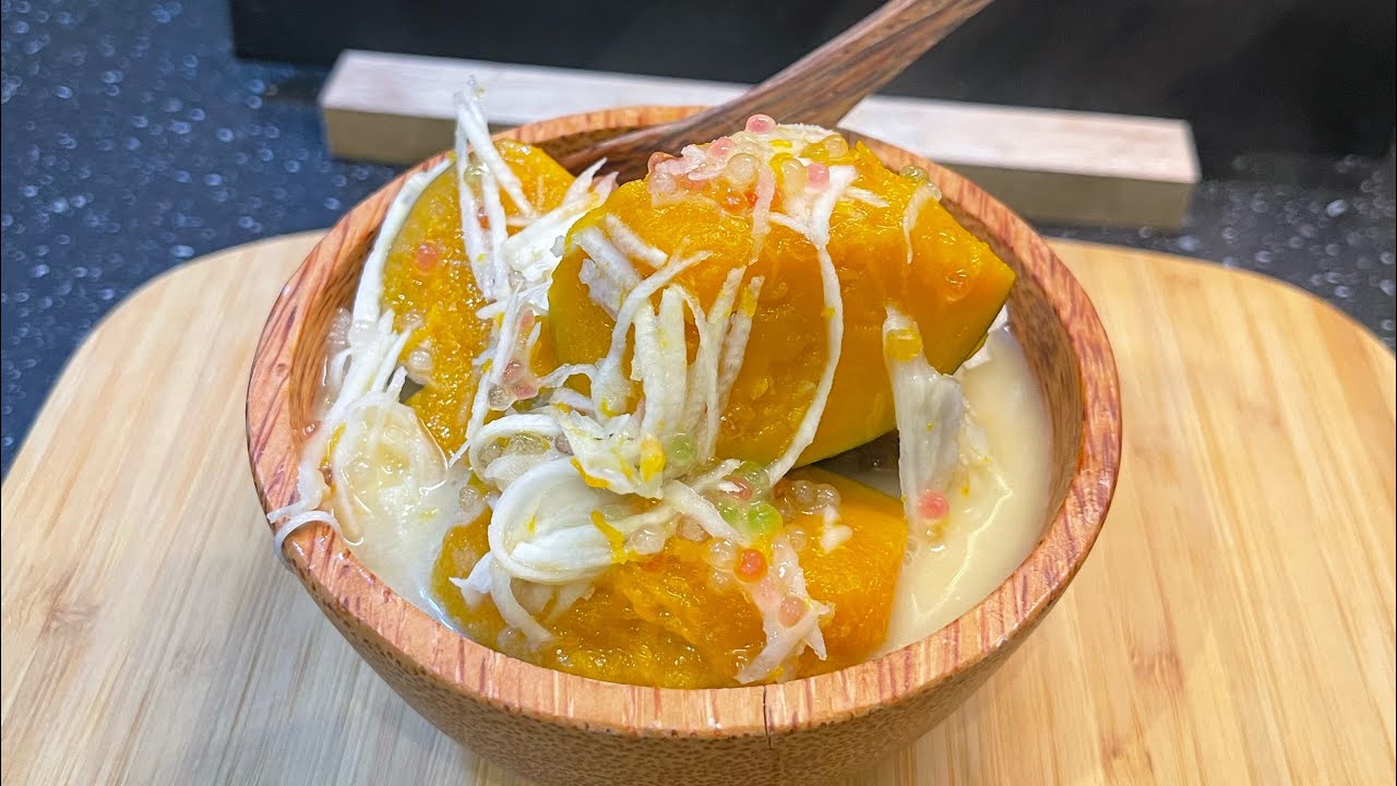 Pumpkin sago coconut dessert #khmer #best #yummy #recipe #childhood