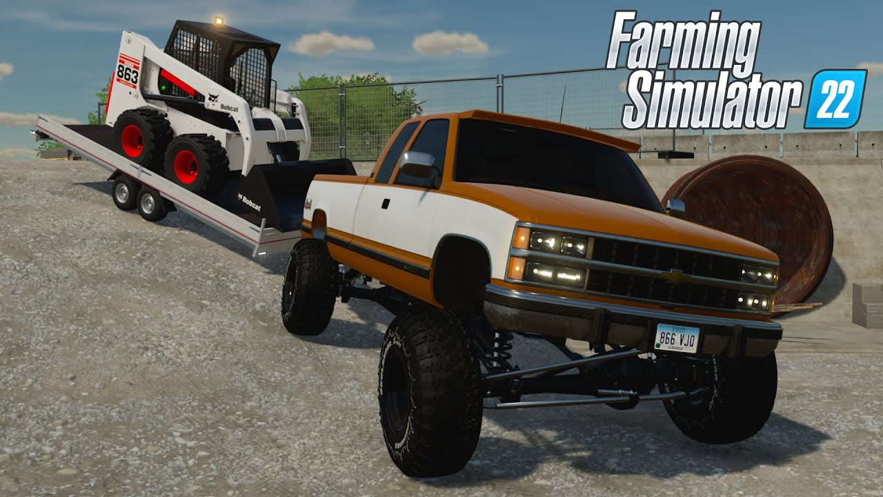 FS22 - 1990 Chevrolet K2500 w/ BobCat on trailer - Car New Mod for Farming Simulator 2022 ROLEPLAY