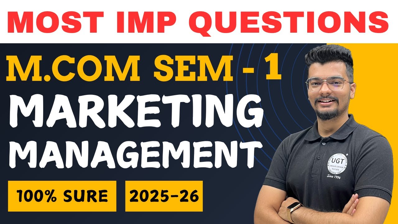 Marketing Management | Most Important Questions | Paper Pattern | Mcom Sem 1 | UGT