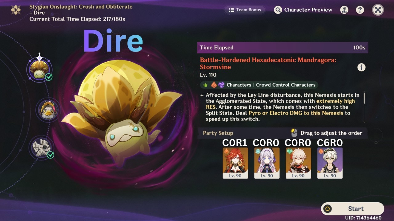 Genshin Impact | Mavuika C0R1 | Dire Mandragora 100s