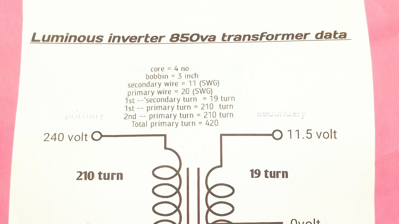Luminous inverter 850va transformer data