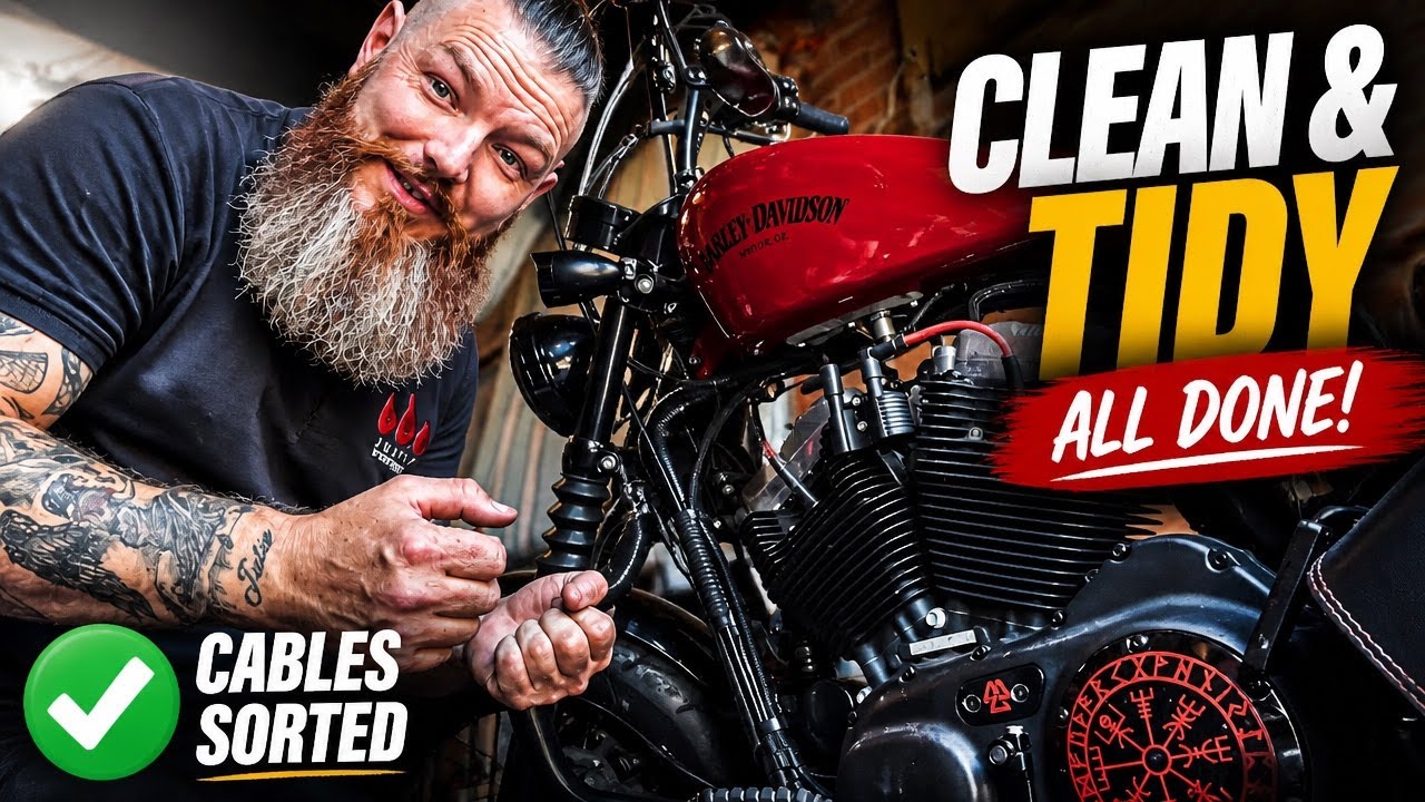 Cable tidy and coil relocation on the Harley